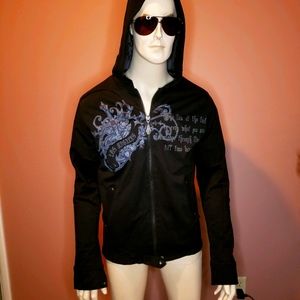 Indigo Star Goth Full Zip Embroidered Hoodie